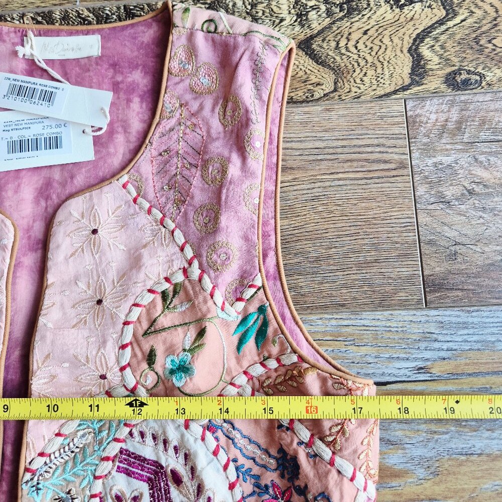 NWT Mes Demoiselles Paris 275 € New Manipura Embroidered Beaded Cropped Vest - Picture 15 of 16